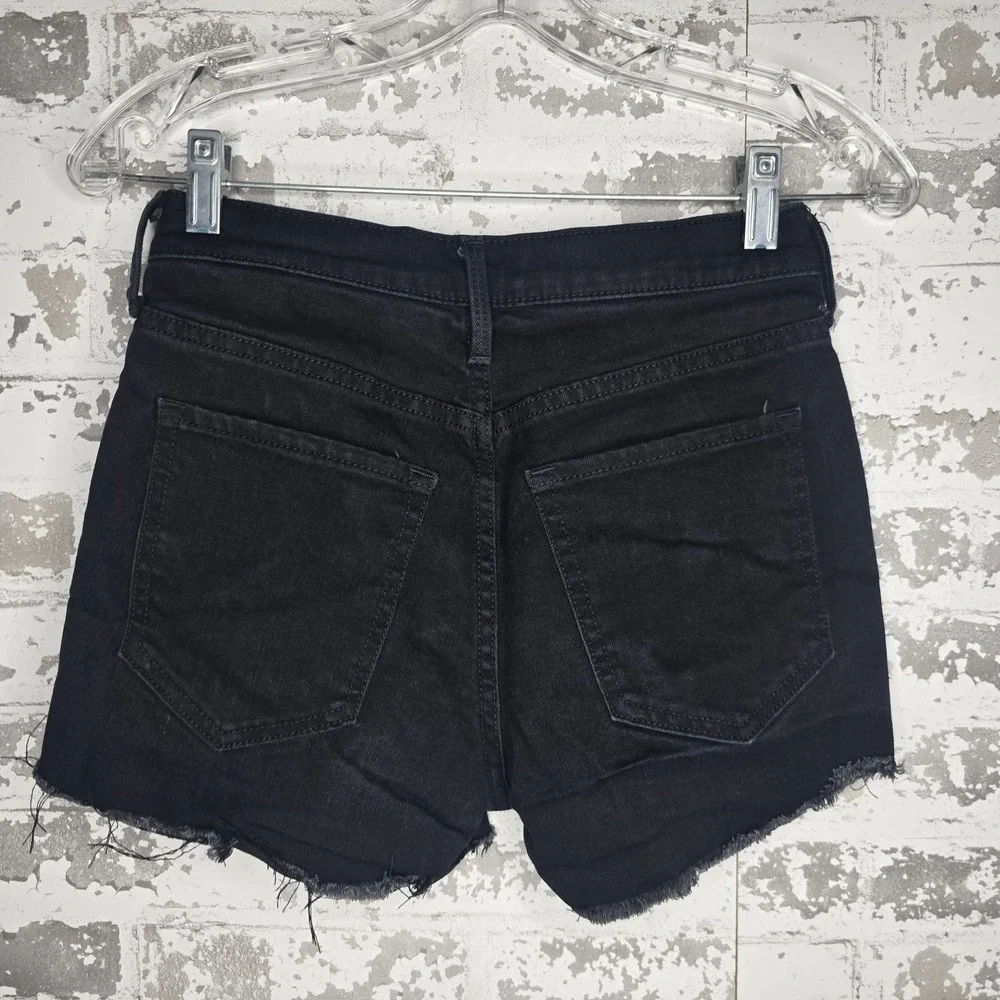 Banana Republic Jean Shorts Womens 24 Black‎ Stretch Premium Denim Cutoff 3